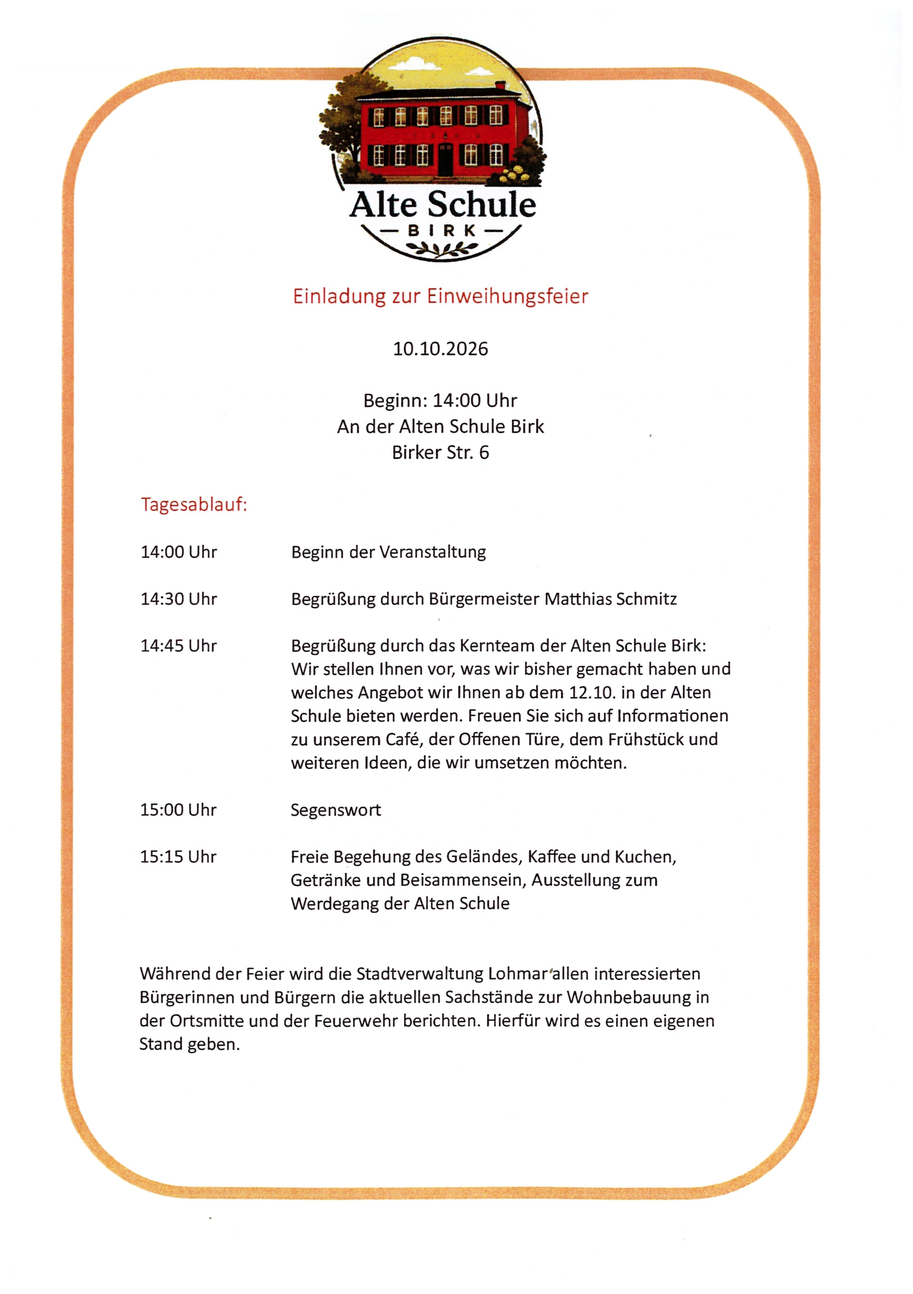 Einweihungsfeier Alte Schule Birk
